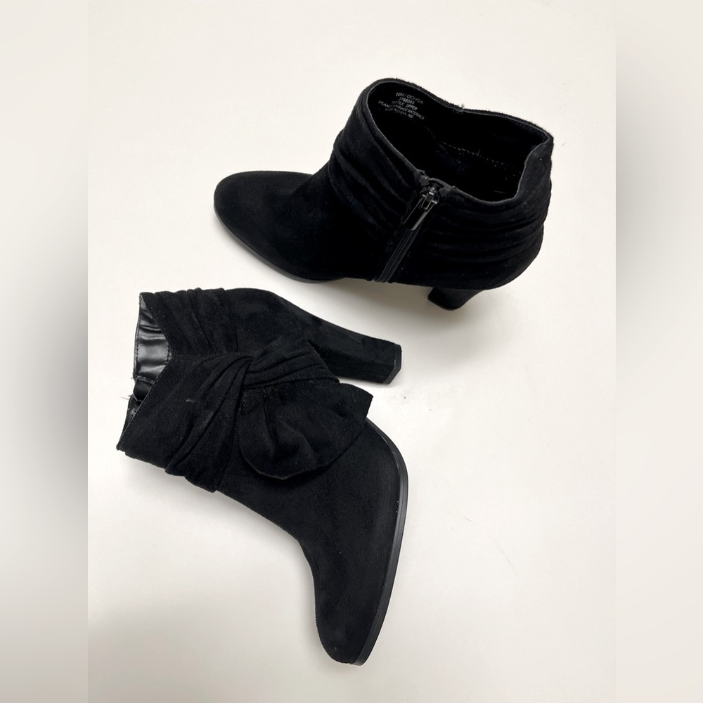 Black suede high heel boots.size 10M
